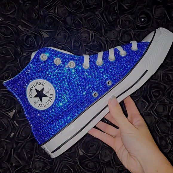 BLUE Bling Converse Shoes